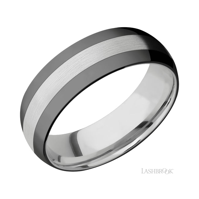 Lashbrook Domed/Cobalt Chrome Band with two inlays of Zirconium