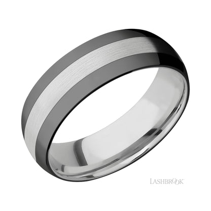 Lashbrook Domed/Cobalt Chrome Band with two inlays of Zirconium