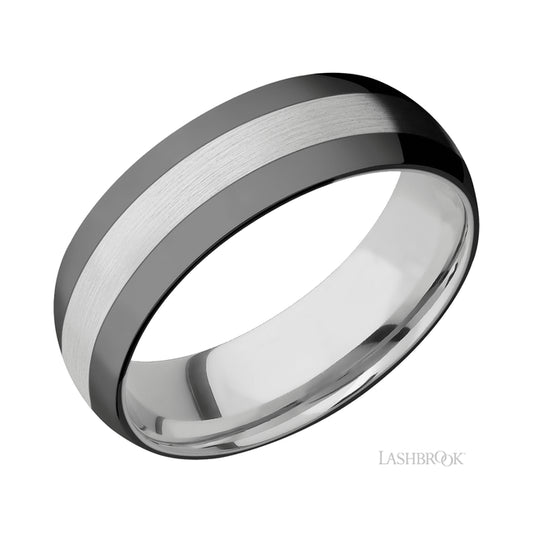 Lashbrook Domed/Cobalt Chrome Band with two inlays of Zirconium