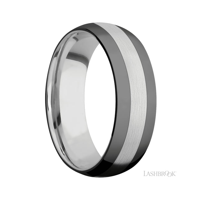 Lashbrook Domed/Cobalt Chrome Band with two inlays of Zirconium