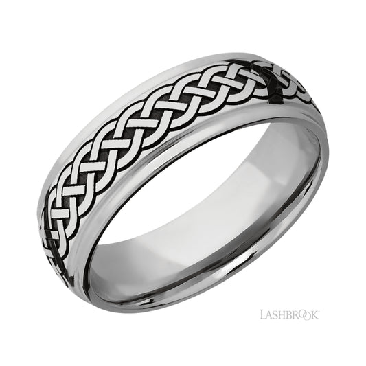 Lashbrook Domed Stepped Down Edges/Cobalt Chrome Band with pattern