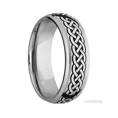 Lashbrook Domed Stepped Down Edges/Cobalt Chrome Band with pattern