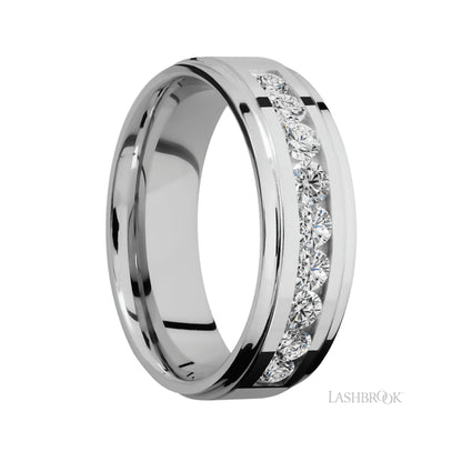 Lashbrook Flat Grooved Edges/Cobalt Chrome Band with Diamond