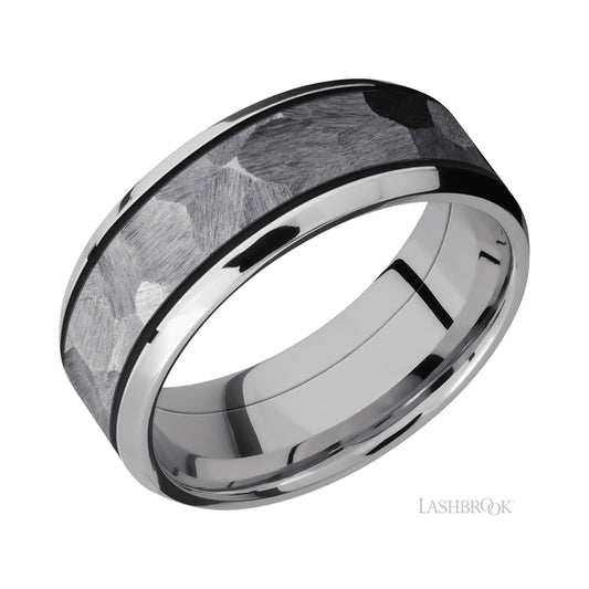 Lashbrook Beveled/Cobalt Chrome Band with Centered inlay of Tantalum