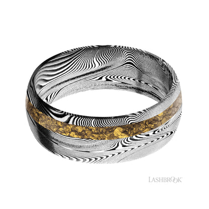 Lashbrook Domed/Tightweave Band with one inlay of Alaskan Gold Nugget