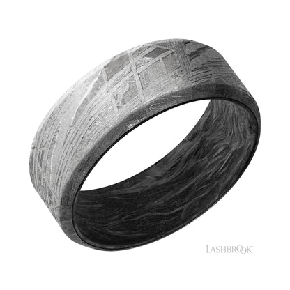 Lashbrook Beveled Meteorite Band featuring a Forged Carbon Fiber sleeve