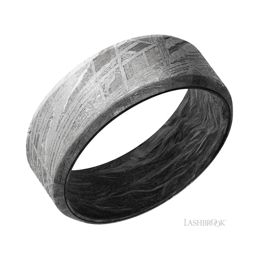 Lashbrook Beveled Meteorite Band featuring a Forged Carbon Fiber sleeve