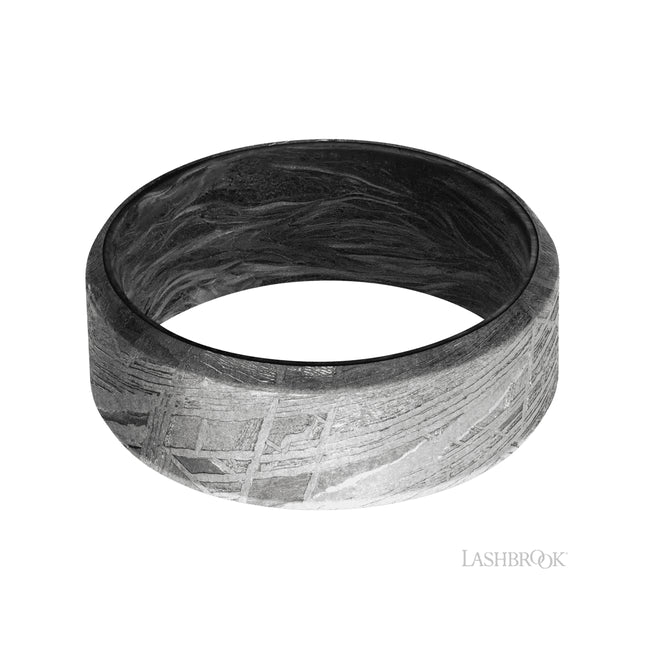 Lashbrook Beveled Meteorite Band featuring a Forged Carbon Fiber sleeve