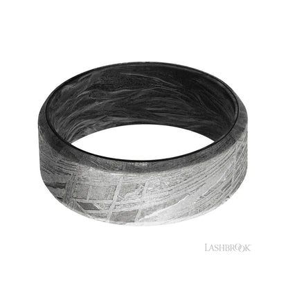 Lashbrook Beveled Meteorite Band featuring a Forged Carbon Fiber sleeve