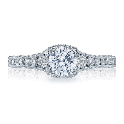 Tacori 18K White Gold Round with Cushion Bloom Engagement Ring
