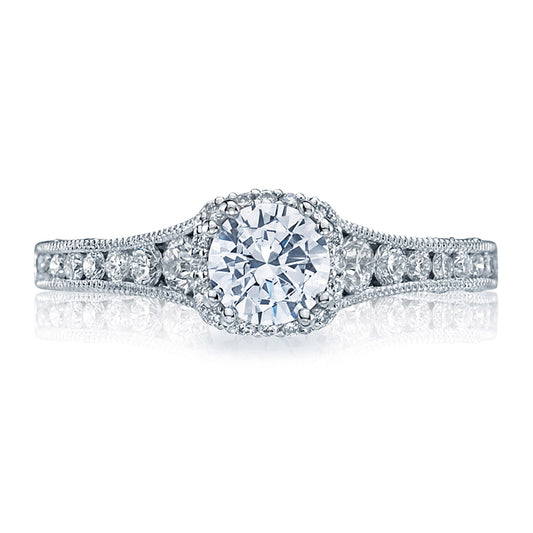 Tacori 18K White Gold Round with Cushion Bloom Engagement Ring