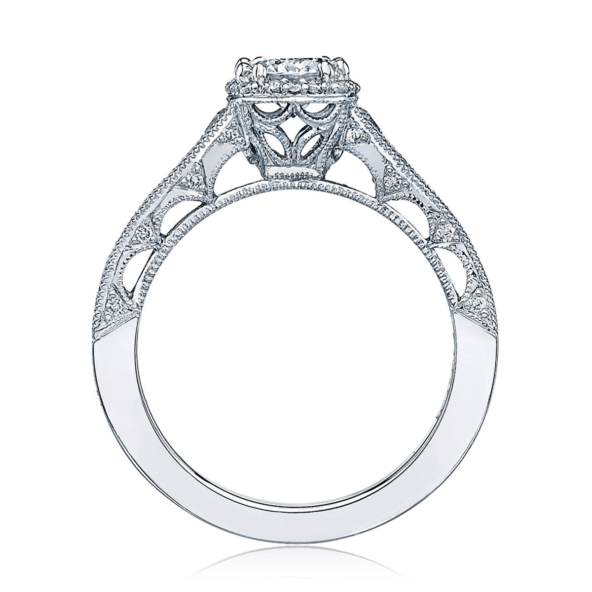 Tacori 18K White Gold Round with Cushion Bloom Engagement Ring