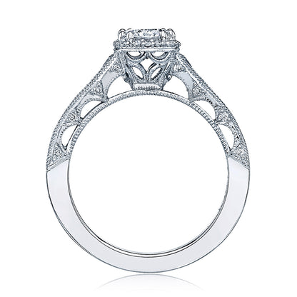 Tacori 18K White Gold Round with Cushion Bloom Engagement Ring