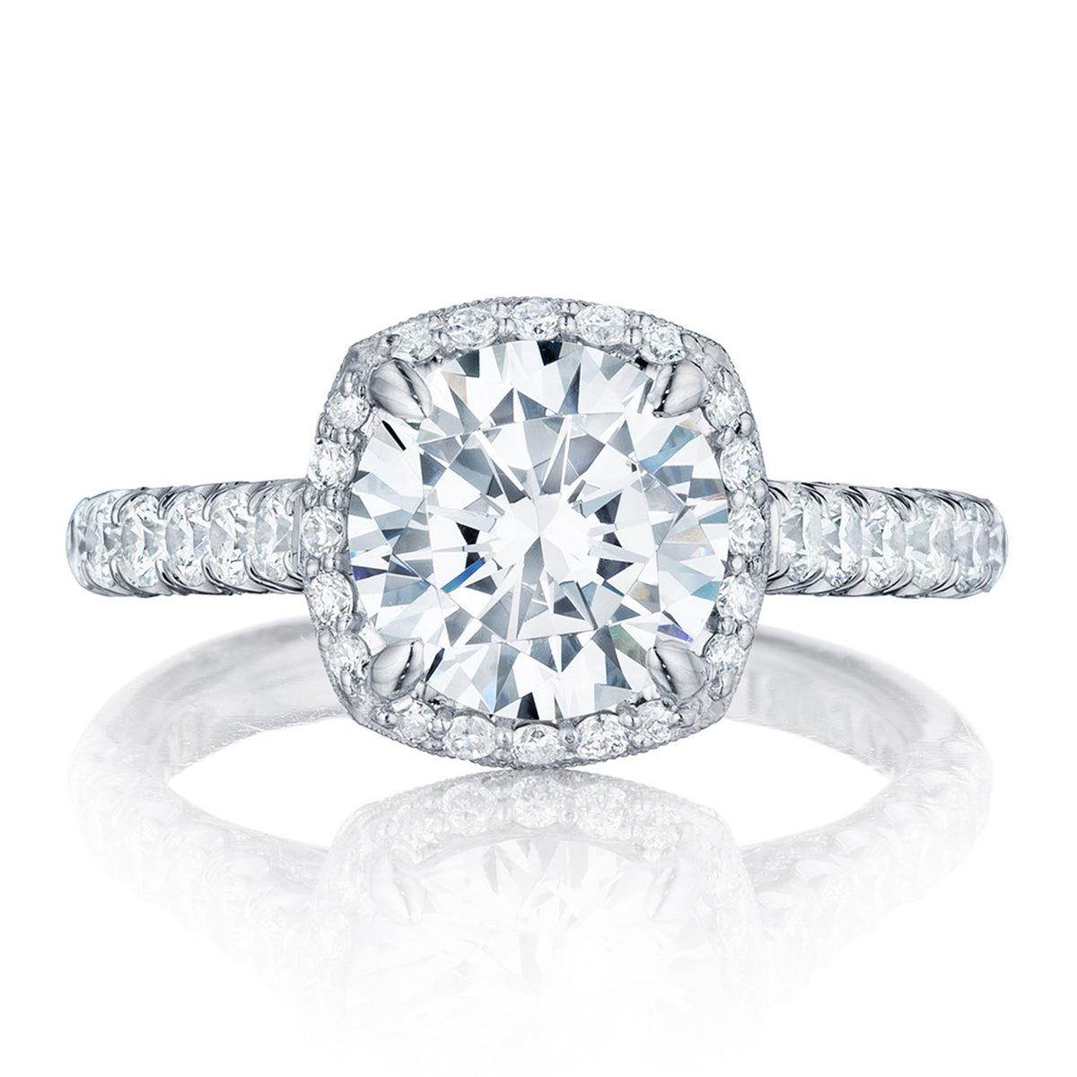 Tacori Platinum Round with Cushion Bloom Engagement Ring