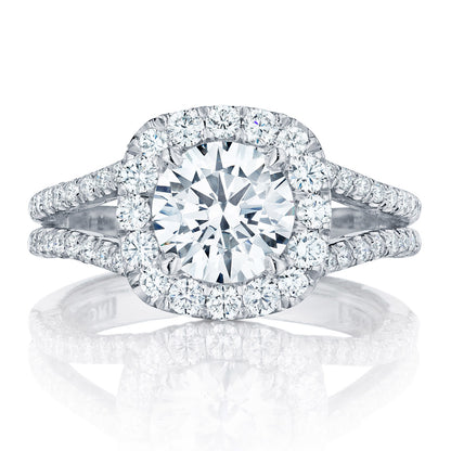 Tacori 18K White Gold Round with Cushion Bloom Engagement Ring