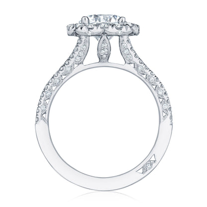 Tacori 18K White Gold Round with Cushion Bloom Engagement Ring
