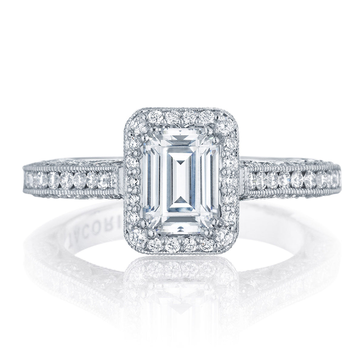 Tacori 18K White Gold Emerald Bloom Engagement Ring