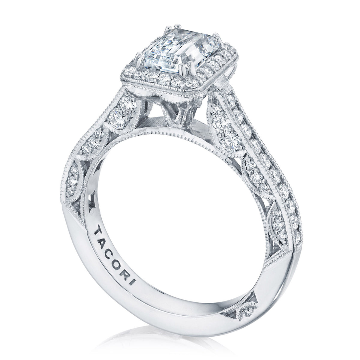 Tacori 18K White Gold Emerald Bloom Engagement Ring