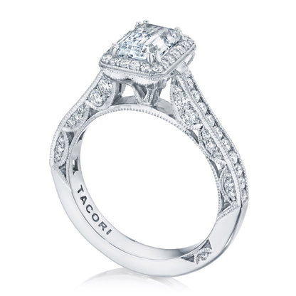 Tacori 18K White Gold Emerald Bloom Engagement Ring