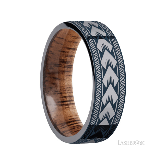 Lashbrook Flat/Tantalum Band with pattern featuring a Koa sleeve
