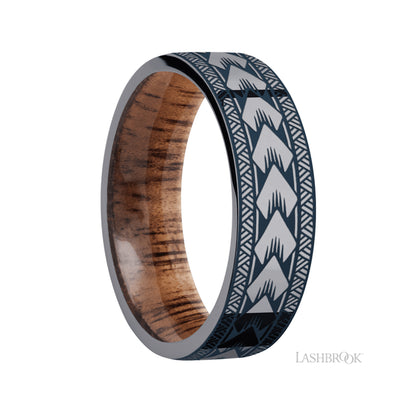Lashbrook Flat/Tantalum Band with pattern featuring a Koa sleeve