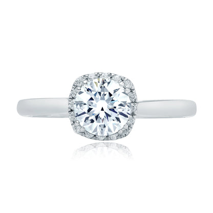 Scalloped Halo Diamond Engagement Ring with Quilts® Interior