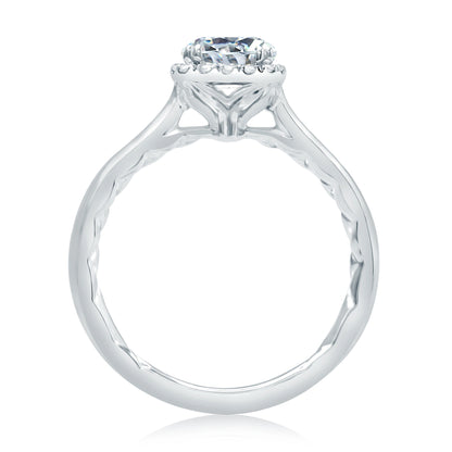Scalloped Halo Diamond Engagement Ring with Quilts® Interior