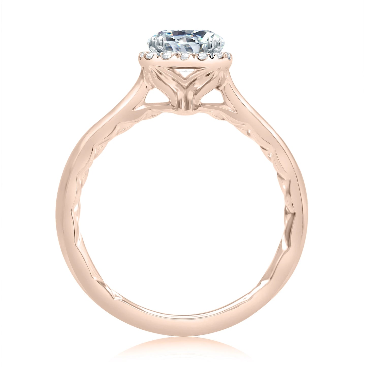 Scalloped Halo Diamond Engagement Ring with Quilts® Interior