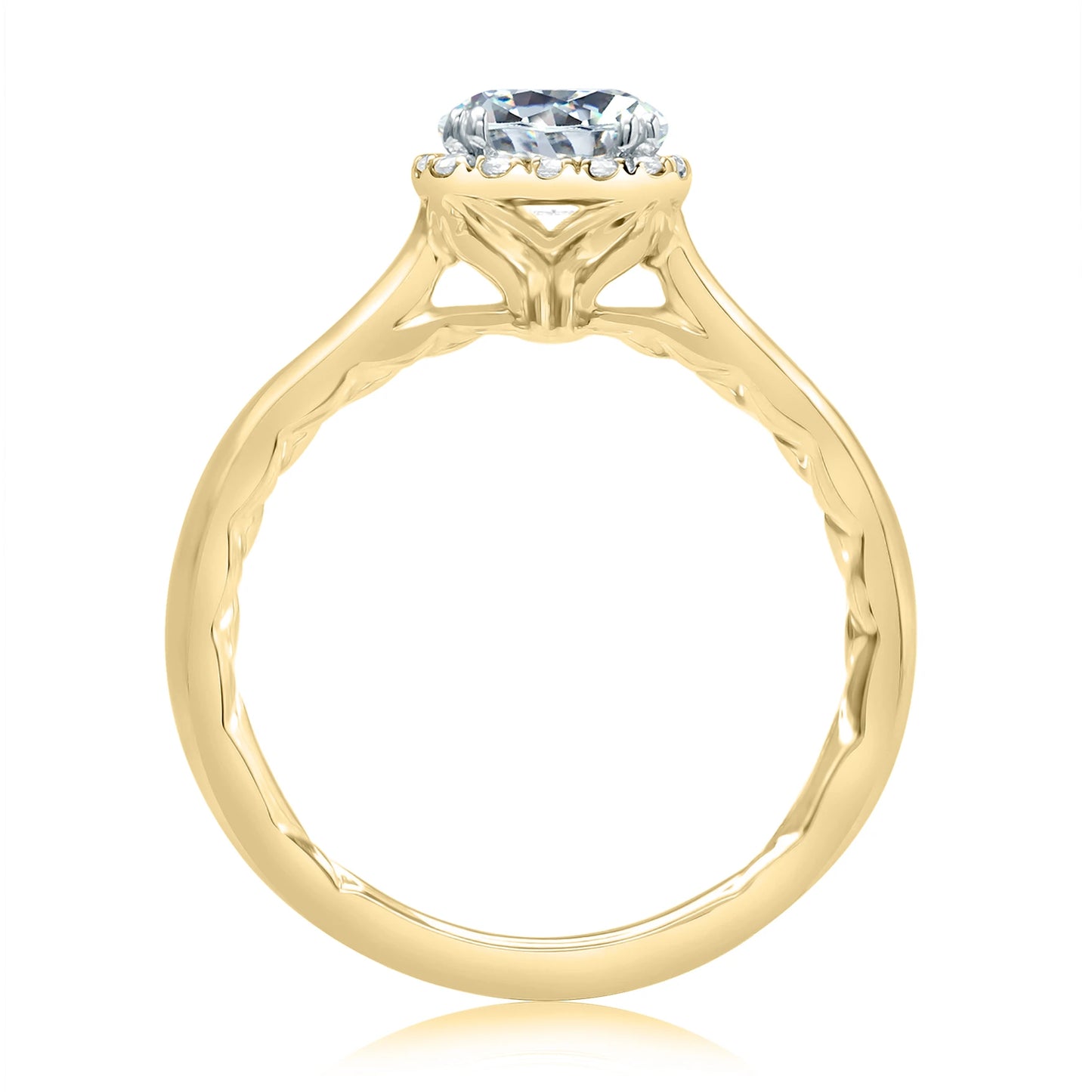 Scalloped Halo Diamond Engagement Ring with Quilts® Interior