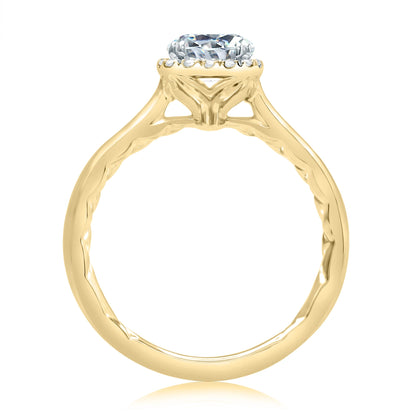 Scalloped Halo Diamond Engagement Ring with Quilts® Interior