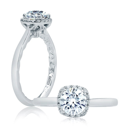 Scalloped Halo Diamond Engagement Ring with Quilts® Interior
