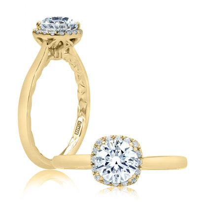 Scalloped Halo Diamond Engagement Ring with Quilts® Interior