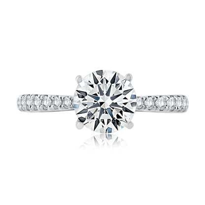 Tapered Diamond Pavé Engagement Ring with Quilts® Interior