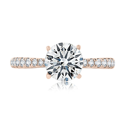 Tapered Diamond Pavé Engagement Ring with Quilts® Interior