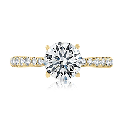 Tapered Diamond Pavé Engagement Ring with Quilts® Interior