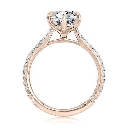 Round Six-Prong Pavé Diamond Engagement Ring