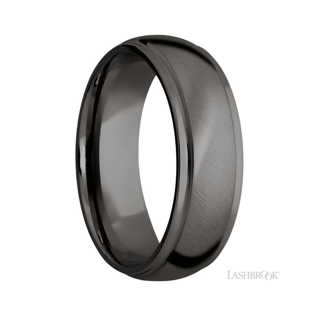 Lashbrook Domed Stepped Down Edges Tantalum Noir Band