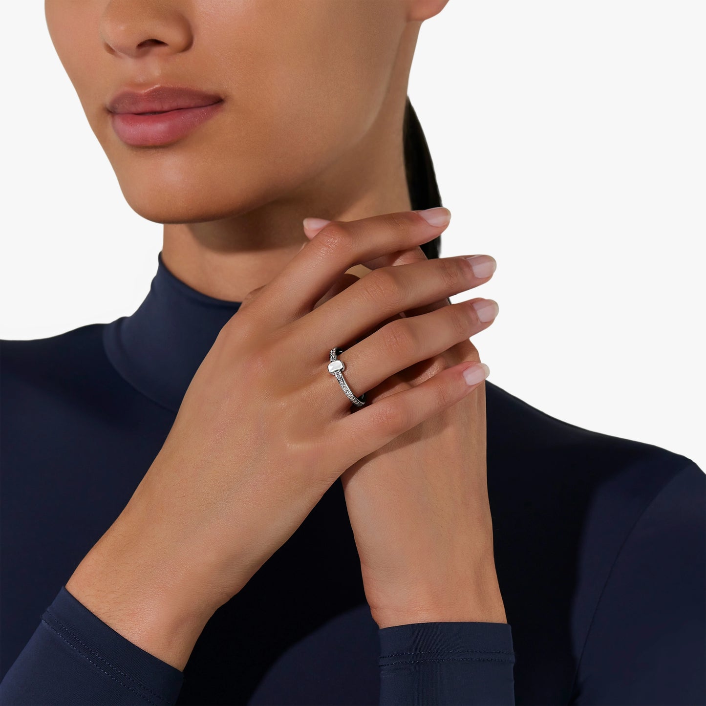 Pomellato Together Ring With White Diamonds And Gold Link