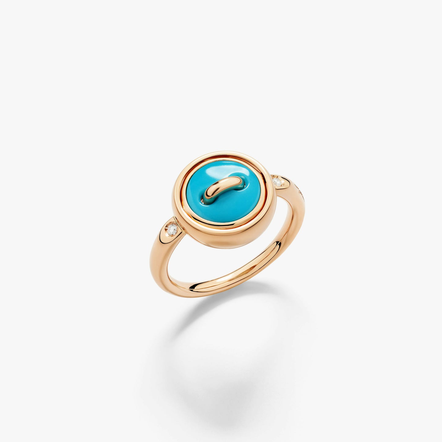 Pomellato Pom Pom Dot Reversible Ring With Turquoise And White Diamonds