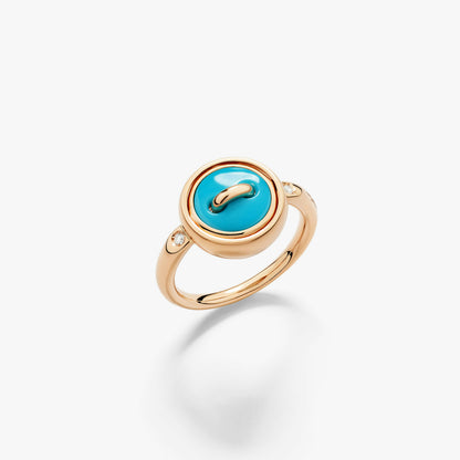 Pomellato Pom Pom Dot Reversible Ring With Turquoise And White Diamonds