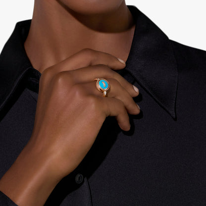 Pomellato Pom Pom Dot Reversible Ring With Turquoise And White Diamonds