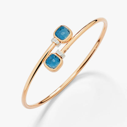 Pomellato Nudo Mini Bangle London Blue Topaz And Diamond Ends Wrap