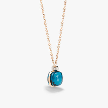Pomellato Nudo Classic London Blue Topaz W/Diamond Station Pendant