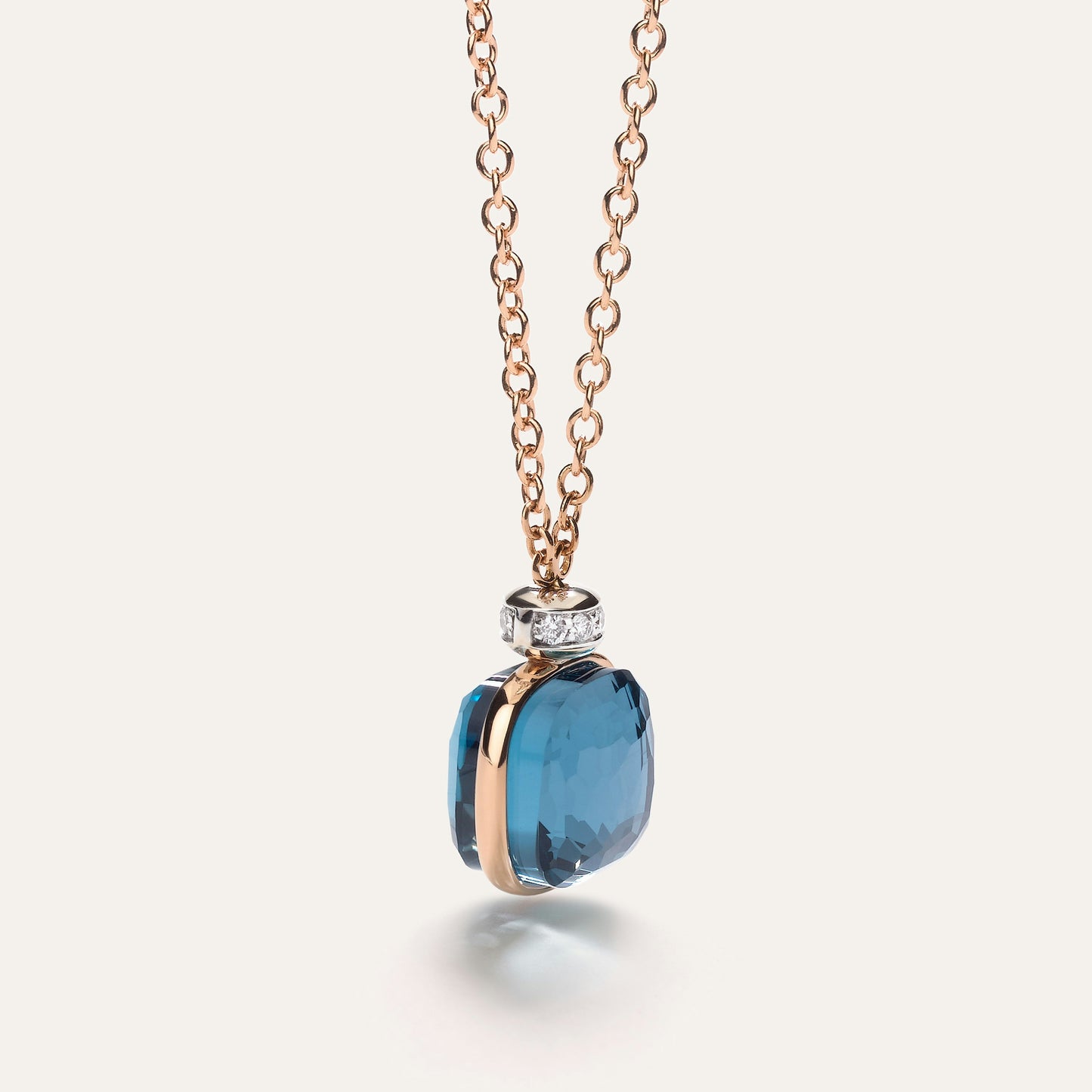Pomellato Nudo Classic London Blue Topaz W/Diamond Station Pendant