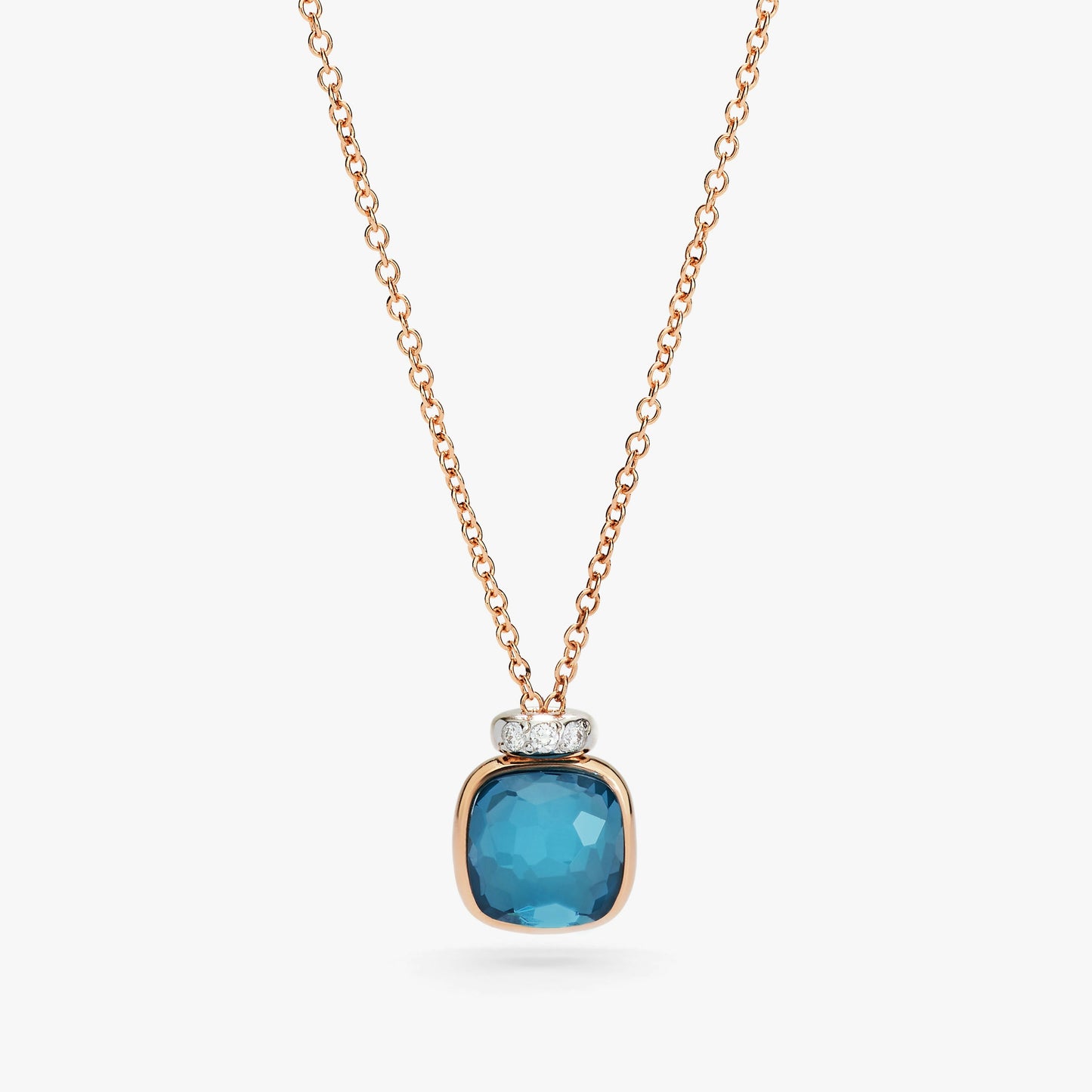 Pomellato Nudo Mini Pendant Necklace With London Blue Topaz And Diamond