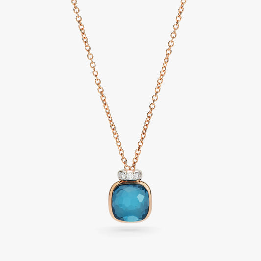 Pomellato Nudo Mini Pendant Necklace With London Blue Topaz And Diamond
