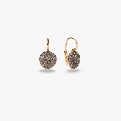 Pomellato Sabbia Round Disc Drop Brown Diamond Earrings