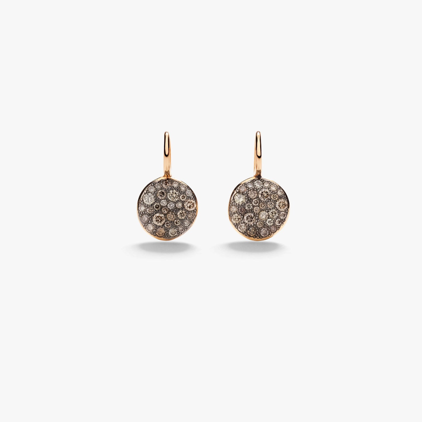 Pomellato Sabbia Round Disc Drop Brown Diamond Earrings