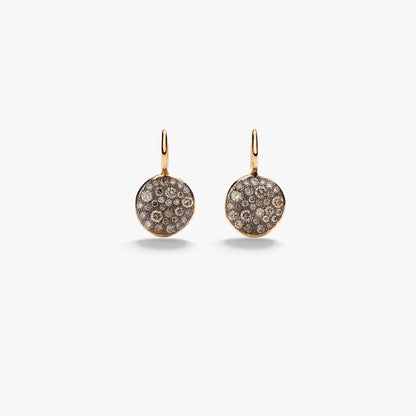 Pomellato Sabbia Round Disc Drop Brown Diamond Earrings