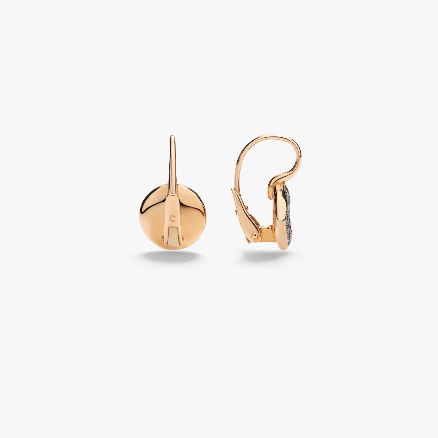 Pomellato Sabbia Round Disc Drop Brown Diamond Earrings